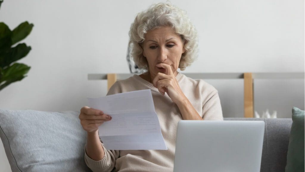 A woman looking at some paperwork