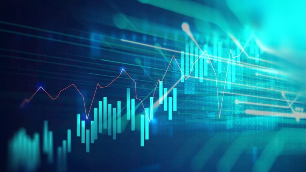 Financial stock market graph on an abstract background