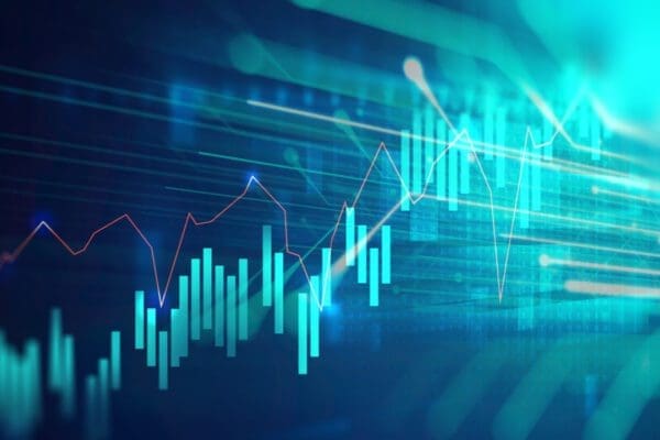 Financial stock market graph on an abstract background